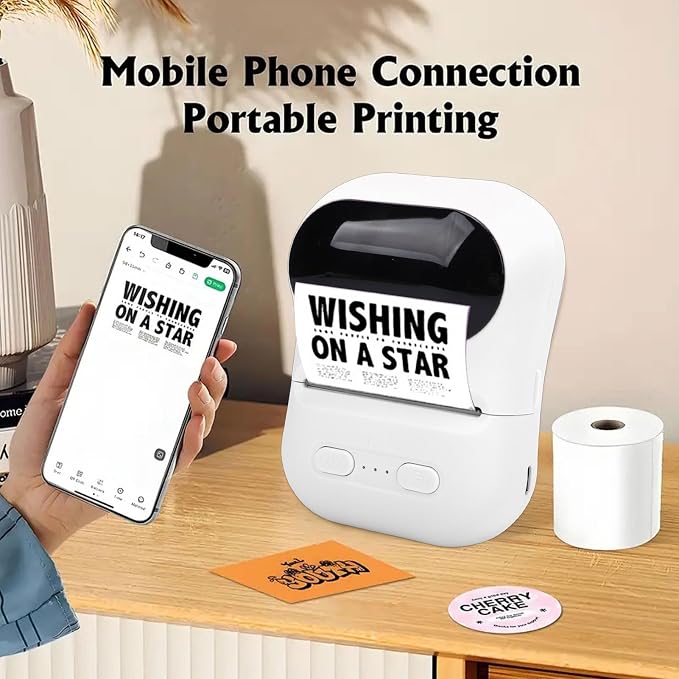 Portable Bluetooth Label Printer -Inkless Wireless Thermal Printer