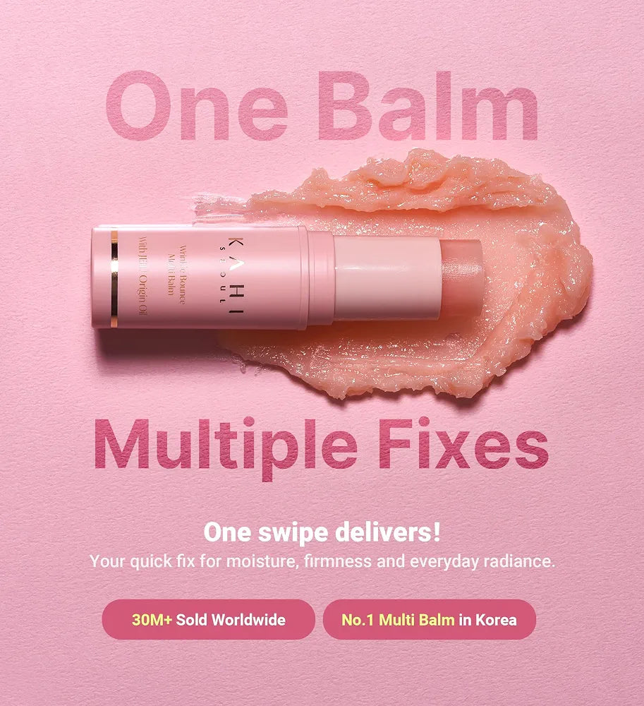 KAHI Wrinkle Bounce Multi Balm - DUO EDITION | All-in-One Hydrating Balm Eye Cream Make Up Base & Moisture Stick | Daily Moisturizer Stick with Salmon-derived sodium DNA 
