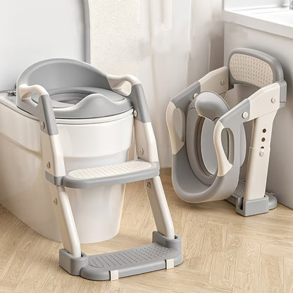 3-In-1 Kids Potty Training Toilet, Multifunctional Child Toilet Seat, Foldable Step Stool for Kids, Portable Toilet, Training Potty, Foldable Step Stool, Ideal for Home Use, Foldable Step Toilet, with Non-Slip Footstool - Adjustable Height