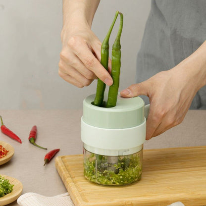Household Multifunctional Wireless Electric Vegetable Cutter - Garlic Masher
