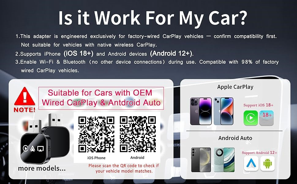 Wireless CarPlay Adapter 3-in-1 - IOS and Android