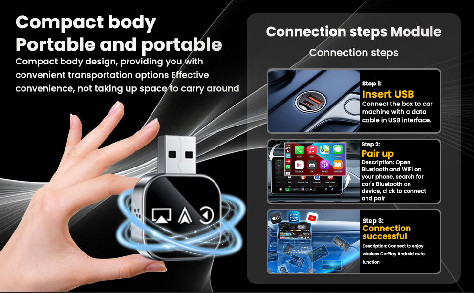 Wireless CarPlay Adapter 3-in-1 - IOS and Android