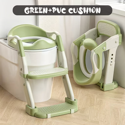 3-In-1 Kids Potty Training Toilet, Multifunctional Child Toilet Seat, Foldable Step Stool for Kids, Portable Toilet, Training Potty, Foldable Step Stool, Ideal for Home Use, Foldable Step Toilet, with Non-Slip Footstool - Adjustable Height