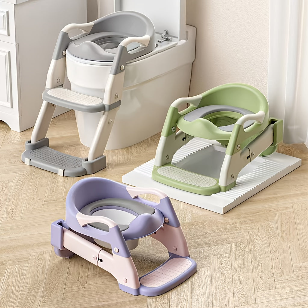 3-In-1 Kids Potty Training Toilet, Multifunctional Child Toilet Seat, Foldable Step Stool for Kids, Portable Toilet, Training Potty, Foldable Step Stool, Ideal for Home Use, Foldable Step Toilet, with Non-Slip Footstool - Adjustable Height