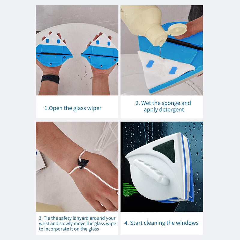 Doublefaced Glass Cleaner Magnetic - Wipe Glass Artifact Double-layer Strong Magnetic Glass Wiper Cleaning Tool