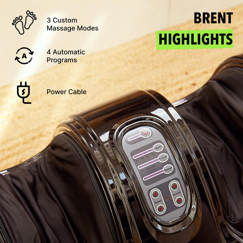 Foot & Leg Massager – Deep Tissue Finger Pressure Calf & Foot Massage Machine, Reflexology Therapy for Circulation & Pain Relief, Adjustable Speed & Heat