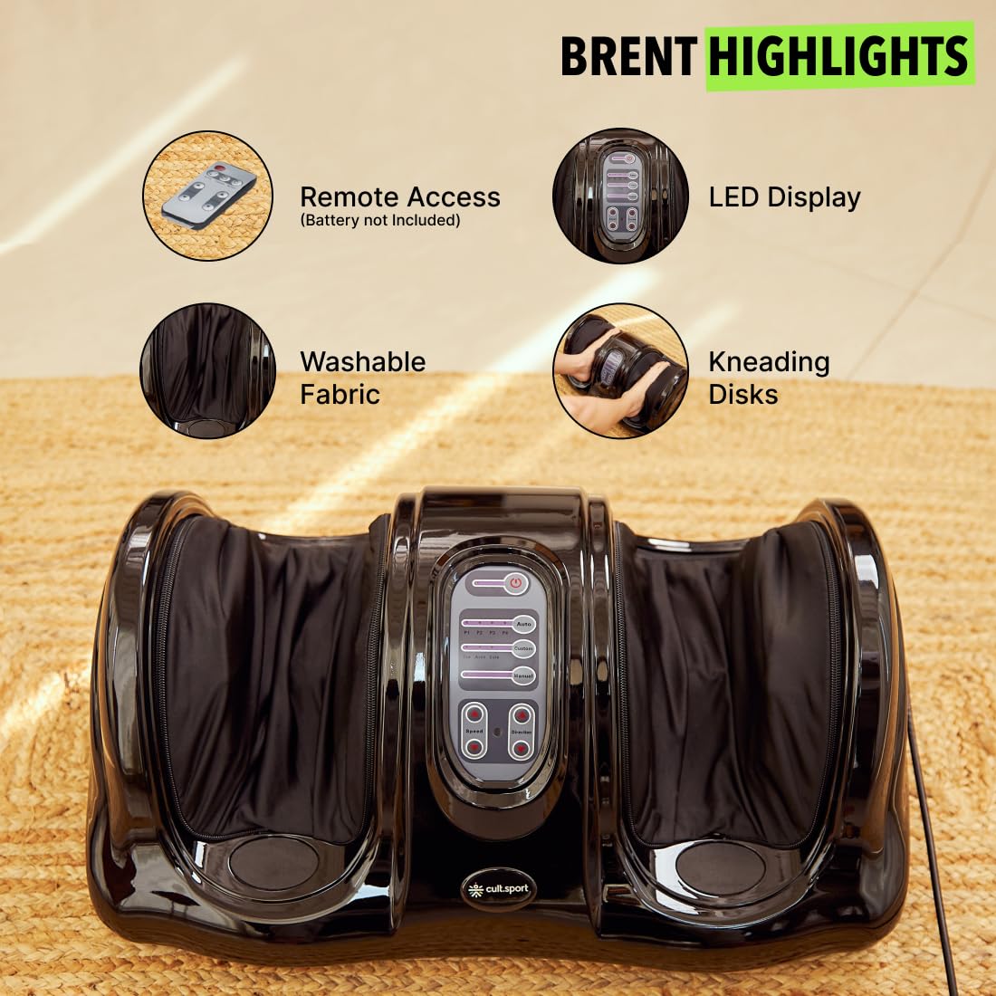Foot & Leg Massager – Deep Tissue Finger Pressure Calf & Foot Massage Machine, Reflexology Therapy for Circulation & Pain Relief, Adjustable Speed & Heat