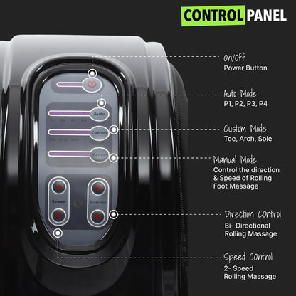 Foot & Leg Massager – Deep Tissue Finger Pressure Calf & Foot Massage Machine, Reflexology Therapy for Circulation & Pain Relief, Adjustable Speed & Heat