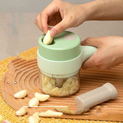 Household Multifunctional Wireless Electric Vegetable Cutter - Garlic Masher