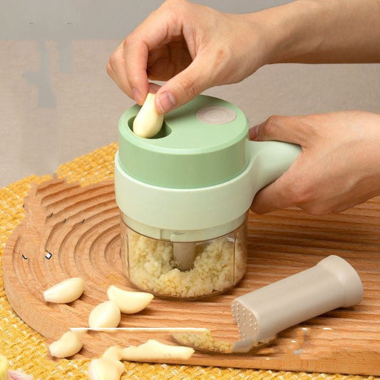 Household Multifunctional Wireless Electric Vegetable Cutter - Garlic Masher